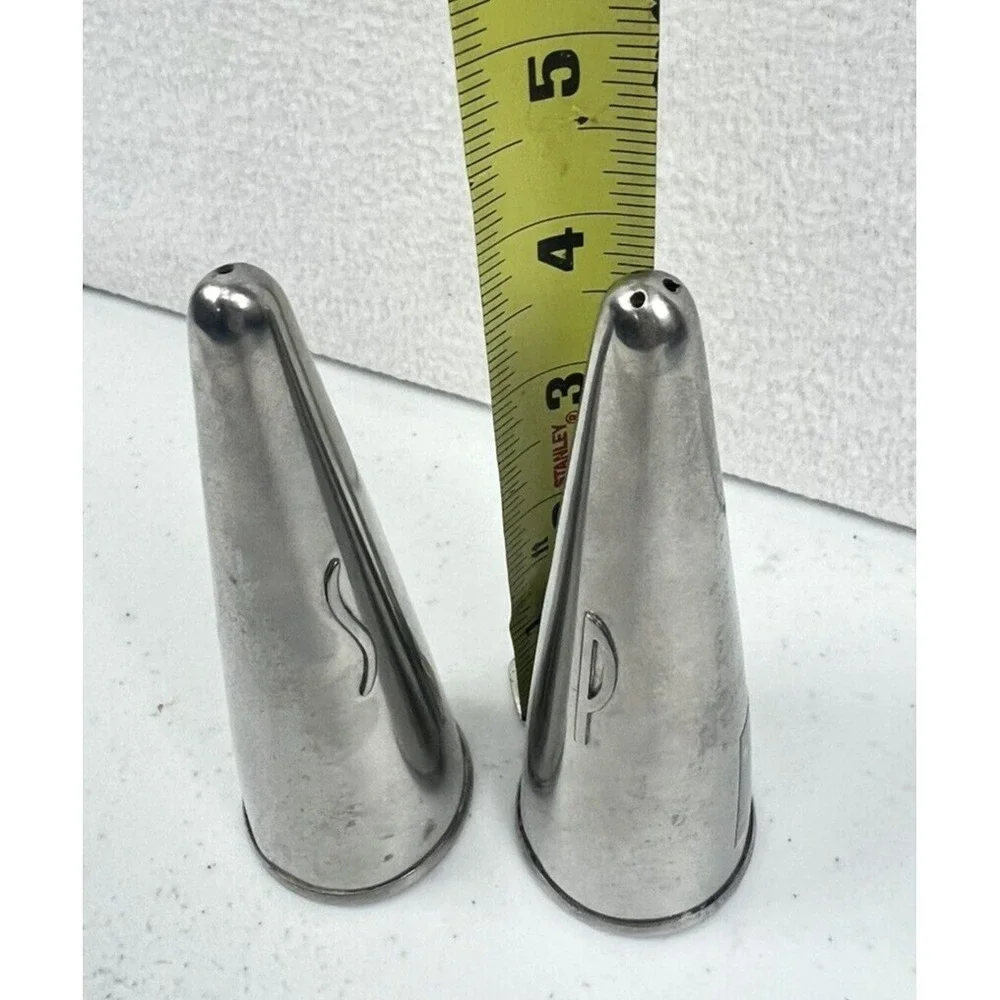 MID CENTURY MODERN Atomic Age Denmark Stainless Steel Salt & Pepper Shakers‎